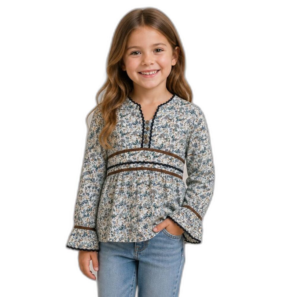 Vintage Mary-Kate and Ashley Paisley Tunic Velvet Trim & Flared Sleeves
